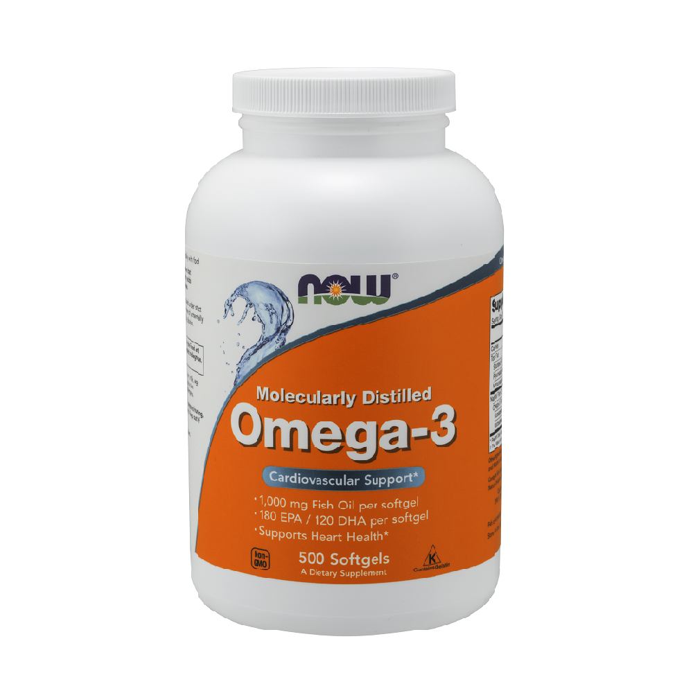 NOW Omega 3 1000mg 500 Kapsulių